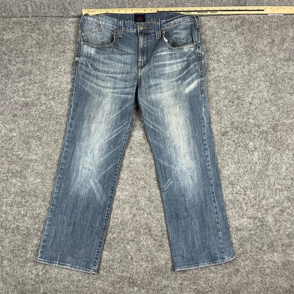 Rock & Republic Jeans Mens Size‎ 38x30 Blue Straight Leg Distressed Denim